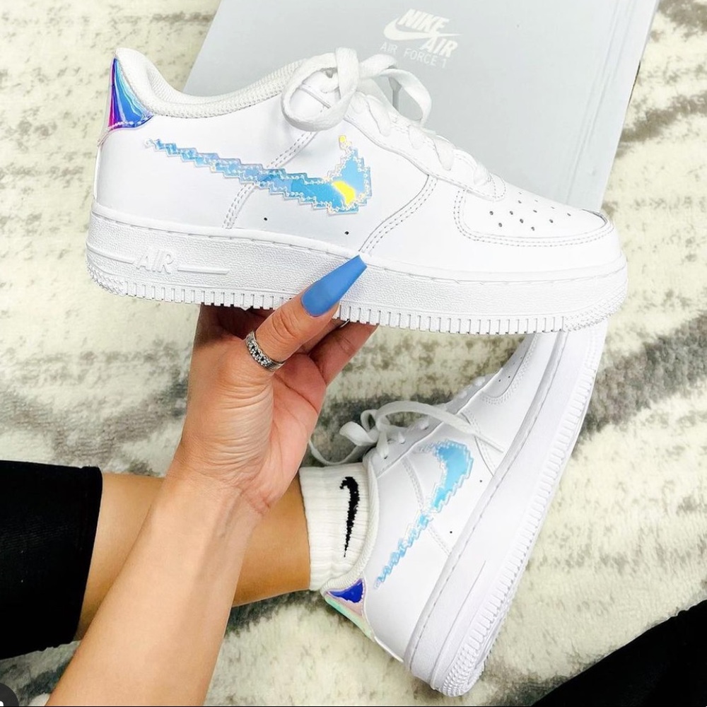NIKE AIR FORCE 1 Sneakers Shoes AF1 Chrome - Picture 10 of 10